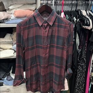 Vince Red and Black Casual Button Down Shirt